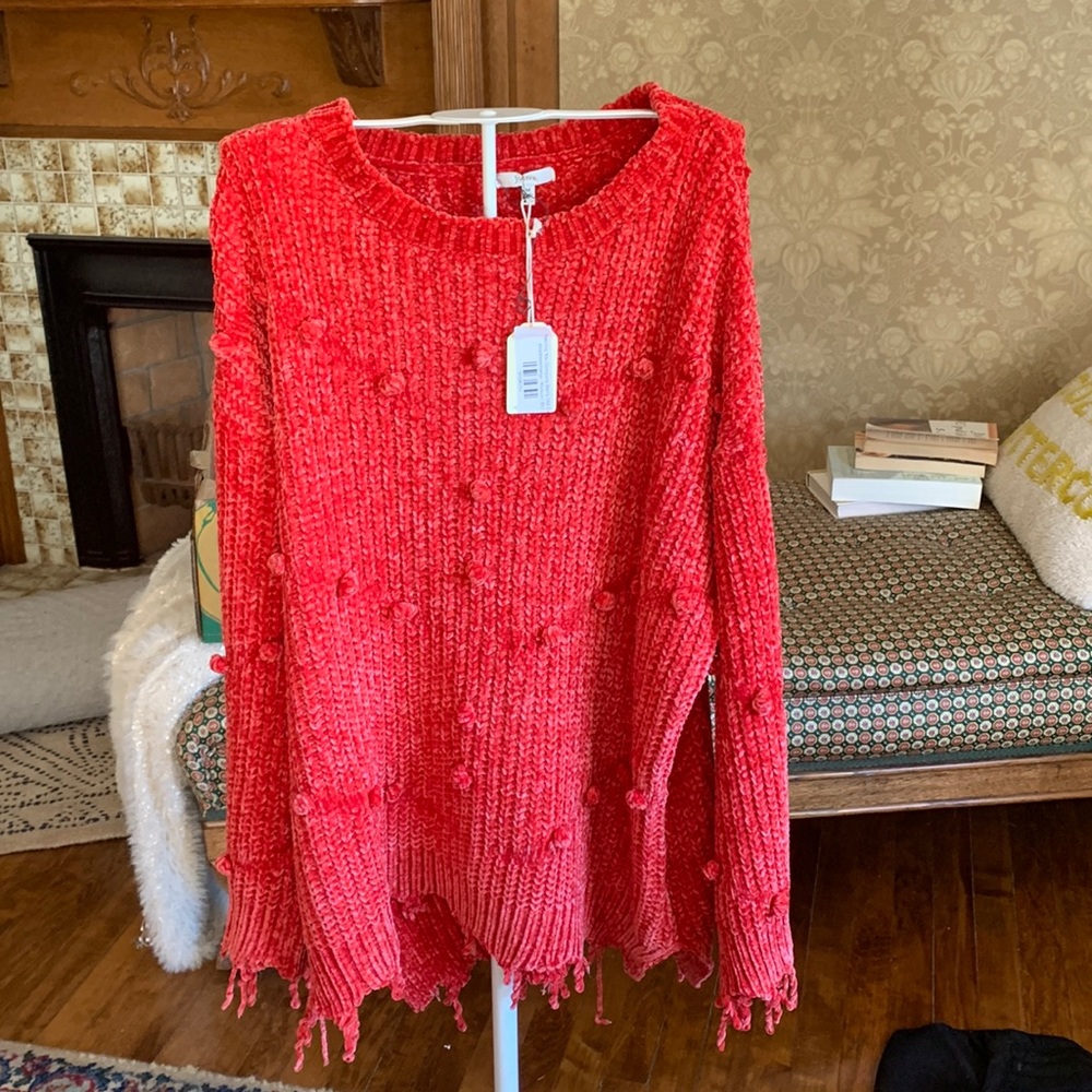 Jodifl keeping you company berry dot sweater. NWT. Retail 52.95